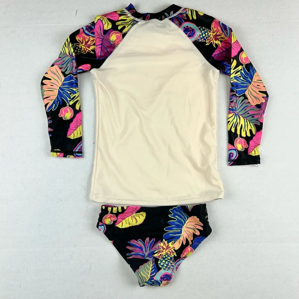 JC Penny's Floral Rash-Guard Floral Girls Bathing Suit